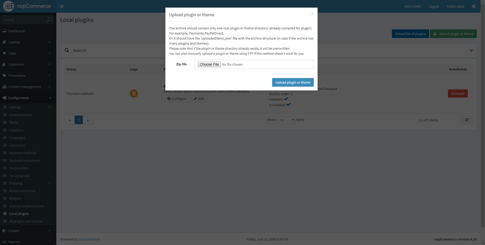 NopCommerce Upload Plugin